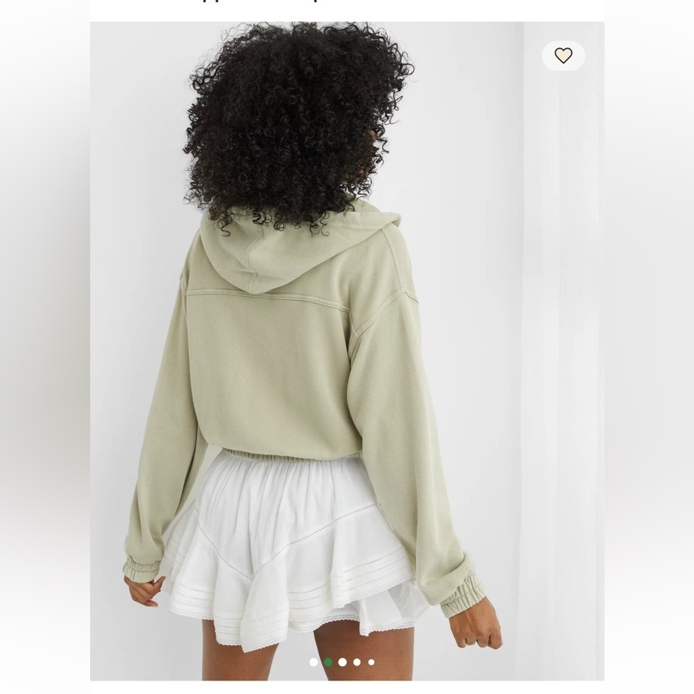 Aerie are cropped Sage Green Zip-Up Hoodie xs lounge oversized chic comfy - Picture 2 of 9